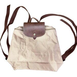 Longchamp Pliage Leather and Nylon Backpack (Like New)